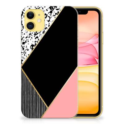 Apple iPhone 11 | TPU Hoesje | Zwart Roze Vormen