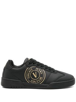 Versace Jeans Couture baskets en cuir à logo imprimé - Noir