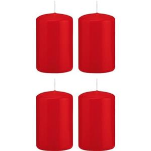 Cilinderkaarsen/stompkaarsen - set 20x - rood - 5 x 8 cm - 18 branduren