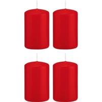 Cilinderkaarsen/stompkaarsen - set 20x - rood - 5 x 8 cm - 18 branduren