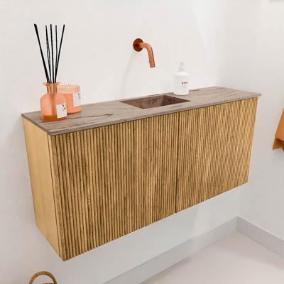 Toiletmeubel Mondiaz Joya Dlux | 90 cm | Meubelkleur Oak | Faye wastafel Arena Wasbak Midden | Zonder kraangat(en)