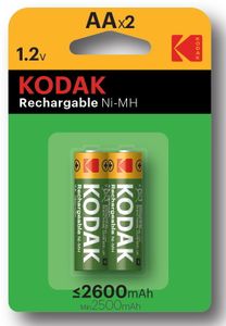 2 x AA oplaadbare krachtige Kodak batterijen - 2600mAh