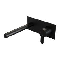 Brauer Black Edition Wastafelmengkraan inbouw - rechte uitloop links - hendel plat smal - afdekplaat - model D 1 - mat zwart 5-S-004-S4