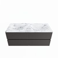 MONDIAZ VICA-DLUX 120cm badmeubel onderkast Dark grey 4 lades. Inbouw wastafel CLOUD dubbel 2 kraangaten, kleur Glace. - thumbnail