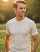 Heren T-Shirt Wit Merino Wol Engel Natur Maat 46/48 - Medium