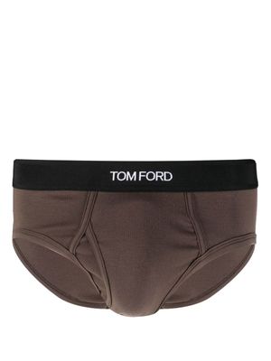 TOM FORD boxer à bande logo - Marron