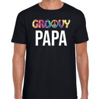 Groovy papa t-shirt zwart voor heren - vaderdag cadeau shirt papa