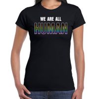 We are all human regenboog / LHBT t-shirt / shirt zwart voor dames - thumbnail