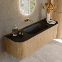 Badmeubel Mondiaz Kurve | 140 cm | Meubelkleur Oak | Wastafelkleur Urban | Midden spoelbak | Zonder kraangaten