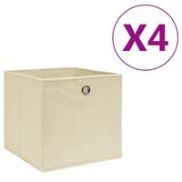 VidaXL Opbergboxen 4 st 28x28x28 cm nonwoven stof crèmekleurig