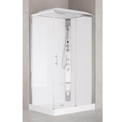 Nemo Spring Vidrio Hammam douchecabine 120x90cm rechts met schuifdeur en vaste wanden in veiligheidsglas met jets thermostatische douchekraan VMV2P290DT5-1B
