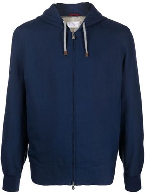 Brunello Cucinelli veste zippée à capuche - Bleu