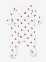 Pyjama baby van katoen met gestreept hartje PETIT BATEAU wit Pyjama baby van katoen met gestreept hartje PETIT BATEAU wit