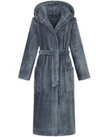 Morgenstern Morgenstern damesbadjas met capuchon Betty Blauw Maat L