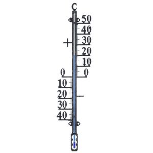 Binnen/buiten profielthermometer zwart van metaal 10 x 41 cm