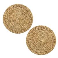 Placemat - 2x - naturel bruin - D35 cm - rotan gevlochten - rond - onderlegger - tafeldecoratie