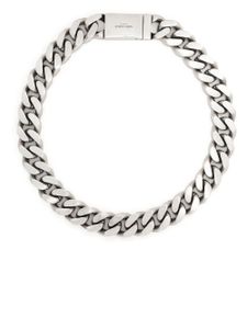 Saint Laurent collier chaîne à logo gravé - Argent