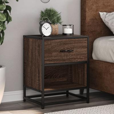 Nachtkastjes 2 st 40x31x50 cm bewerkt hout bruin eikenkleurig