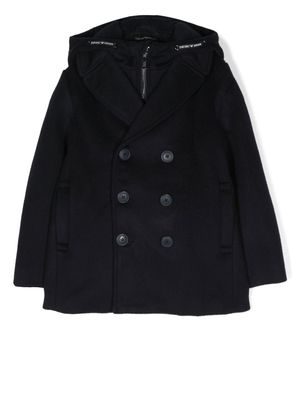 Emporio Armani Kids manteau croisé à capuche - Bleu