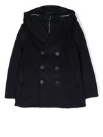 Emporio Armani Kids manteau croisé à capuche - Bleu
