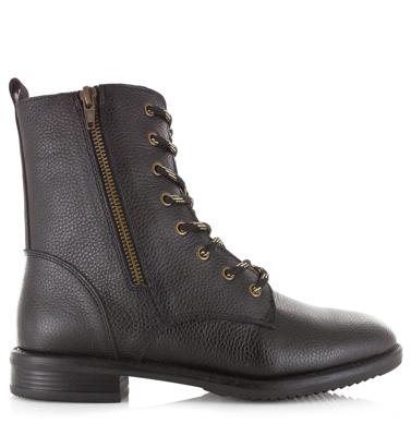 Shoecolate - Leren veterboot met rits Leer Dames