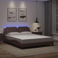 Bedframe met LED-verlichting kunstleer bruin 160x200 cm