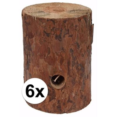 Zweedse boomstam houtblok fakkel - 6x - voor buiten - 20 cm - Tuinfakkels