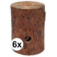 Zweedse boomstam houtblok fakkel - 6x - voor buiten - 20 cm - Tuinfakkels