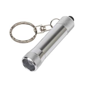 Sleutelhangers met kleine zaklamp - 8x stuks - zilver - Uitdeel speelgoed cadeautjes - mini zaklampe