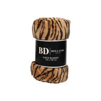 Bellatio design Plaid - fleece deken - in tijger dieren print - 120 x 160 cm