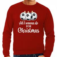 Foute Kersttrui / sweater voor heren - voetbal Kerstbal - All I wanna do - rood
