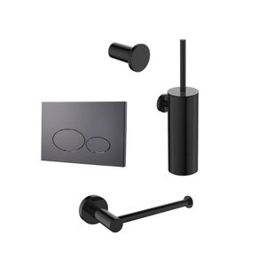 Regn toiletaccessoireset met toiletrolhouder, toiletborstel, handdoekhaak en bedieningsplaat, gun metal black