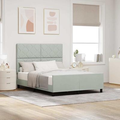 Bedframe met hoofdeinde Lichtgrijs 140 x 190 cm Fluweel