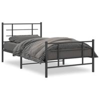 Bedframe met hoofd- en voeteneinde metaal zwart 107x203 cm