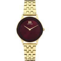 Danish Design IV97Q1288 Horloge Nostalgia 1988 staal goudkleurig-burgundyrood 29 mm - thumbnail