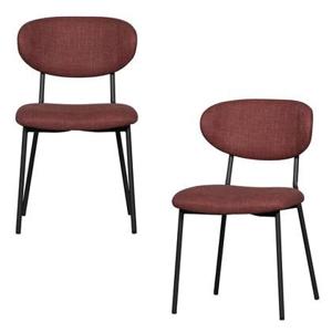 WOOOD Kjeld Eetkamerstoelen - Polyester - Rouge - Set van 2