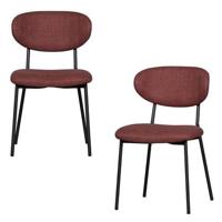 WOOOD Kjeld Eetkamerstoelen - Polyester - Rouge - Set van 2 - thumbnail