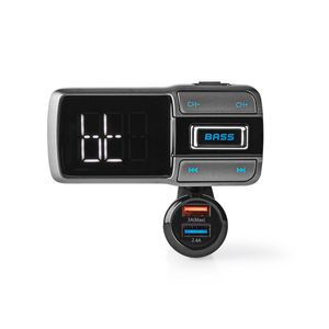 FM-Audiotransmitter voor Auto | Zwanenhals | Handsfree bellen | 2.0 " | LED-Scherm | Bluetooth® | QC 3.0 / 5.0 V DC / 2.4 A | Snelladen | Bass boost | Google Assistant / Siri | Grijs / Zwart