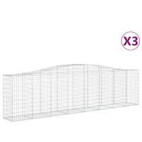 vidaXL Schanskorven 3 st gewelfd 400x50x100/120 cm ijzer - thumbnail