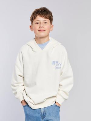 Bedrukte hoodie voor/achter JONEN ecru