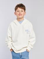 Bedrukte hoodie voor/achter JONEN ecru