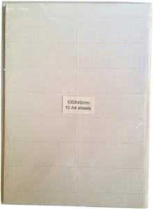 Inlegstroken voor magneetetiketten 100x40 mm (10 vel)