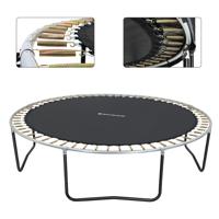 Trampoline met met veiligheidsnet beklede stangen, Zwart + Donkergroen / 305 cm