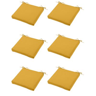 Stof Textile Tuin stoelkussen - 6x - okergeel - 40 x 40 x 5 cm - touwtjes sluiting - voor buiten