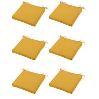 Stof Textile Tuin stoelkussen - 6x - okergeel - 40 x 40 x 5 cm - touwtjes sluiting - voor buiten Stof Textile Tuin stoelkussen - 6x - okergeel - 40 x 40 x 5 cm - touwtjes sluiting - voor buiten