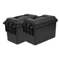 Outdoor/tuin opberg box - 2x - waterdicht - zwart - 36 x 19 x 22 cm