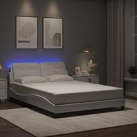 Bedframe met LED-verlichting kunstleer wit 120x200 cm