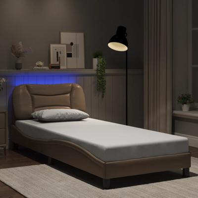 Bedframe met LED-verlichting kunstleer cappuccino 90x200 cm