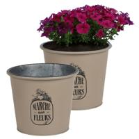 Plantenpot/bloempot voor buiten - 2x - zink - taupe - D19 x H16 cm