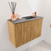 Toiletmeubel Mondiaz Joya Dlux | 60 cm | Meubelkleur Oak | Faye wastafel Sombra Wasbak Rechts | 1 kraangat